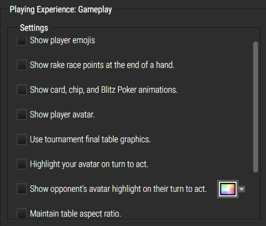 ACR gameplay settings