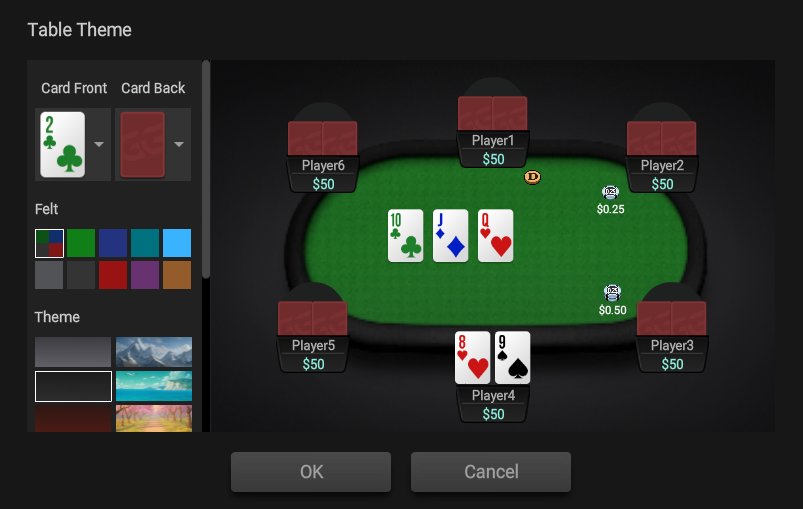 GGPoker table theme settings