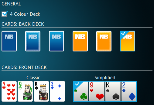 iPoker card settings