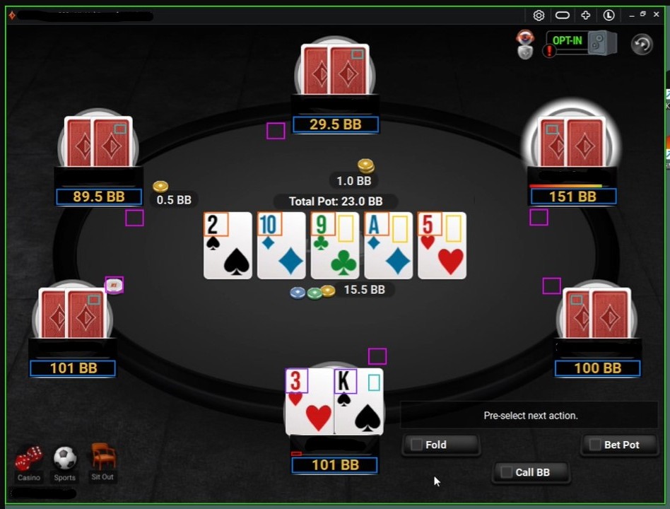 PartyPoker example screen map