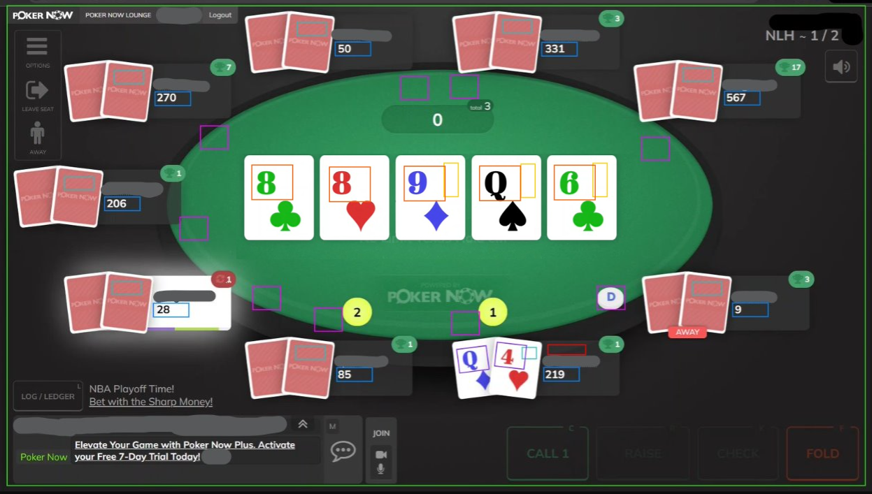 Poker Now example screen map