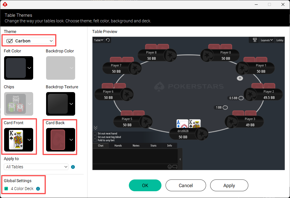 PokerStars in-game setting 1