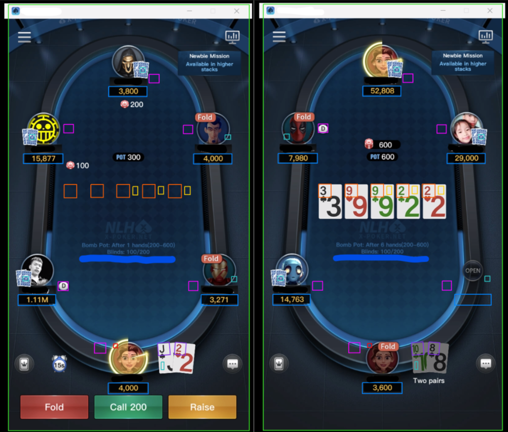 XPoker example screen map